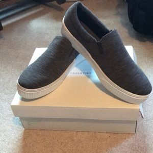 Heather grey platform slip ons